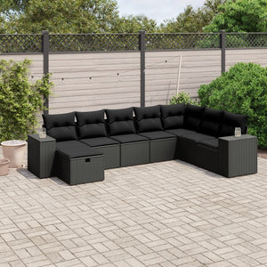 Set Divani da Giardino con Cuscini 8 pz Nero in Polyrattancod mxl 91811