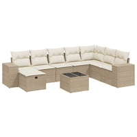 Set Divano da Giardino 9 pz con Cuscini Beige in Polyrattan 3264524