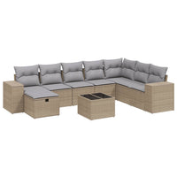 Set Divano da Giardino 9 pz con Cuscini Beige Misto Polyrattan 3264525