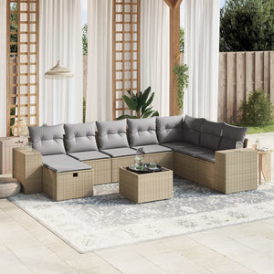 Set Divano da Giardino 9 pz con Cuscini Beige Misto Polyrattancod mxl 113722