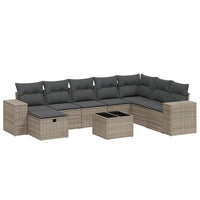 Set Divano da Giardino 9 pz con Cuscini Grigio in Polyrattan 3264526