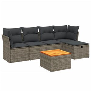 Set Divano da Giardino 6 pz con Cuscini Grigio in Polyrattan 3264714