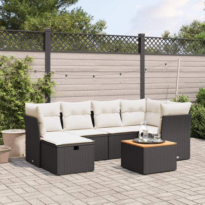 Set Divani da Giardino con Cuscini 7pz Nero Polyrattancod mxl 116809