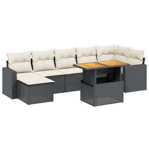 Set Divani da Giardino con Cuscini 8 pz Nero in Polyrattan 3264731