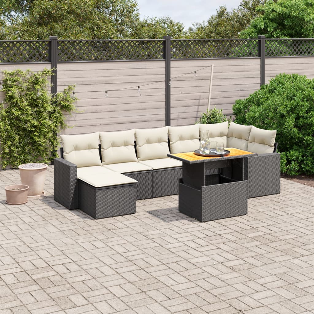 Set Divani da Giardino con Cuscini 8 pz Nero in Polyrattan 3264731