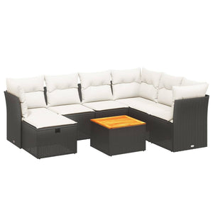 Set Divani da Giardino con Cuscini 8 pz Nero in Polyrattan 3264738