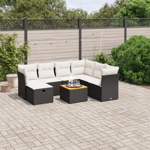 Set Divani da Giardino con Cuscini 8 pz Nero in Polyrattan 3264738