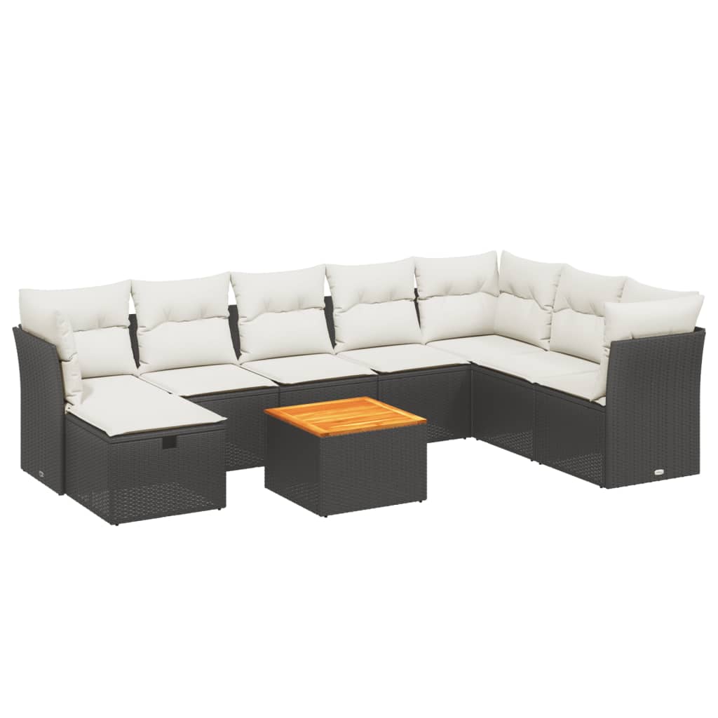 Set Divani da Giardino 9 pz con Cuscini Nero in Polyrattancod mxl 92889