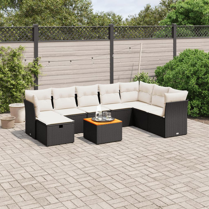 Set Divani da Giardino 9 pz con Cuscini Nero in Polyrattancod mxl 92889