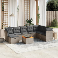 Set Divano da Giardino 9 pz con Cuscini Grigio in Polyrattan 3264763