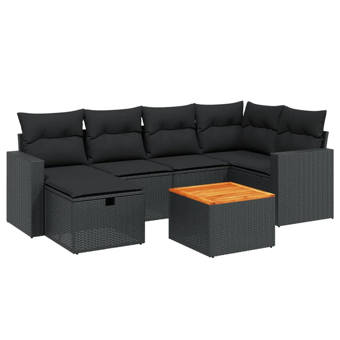 Set Divani da Giardino con Cuscini 7pz Nero Polyrattan 3264835