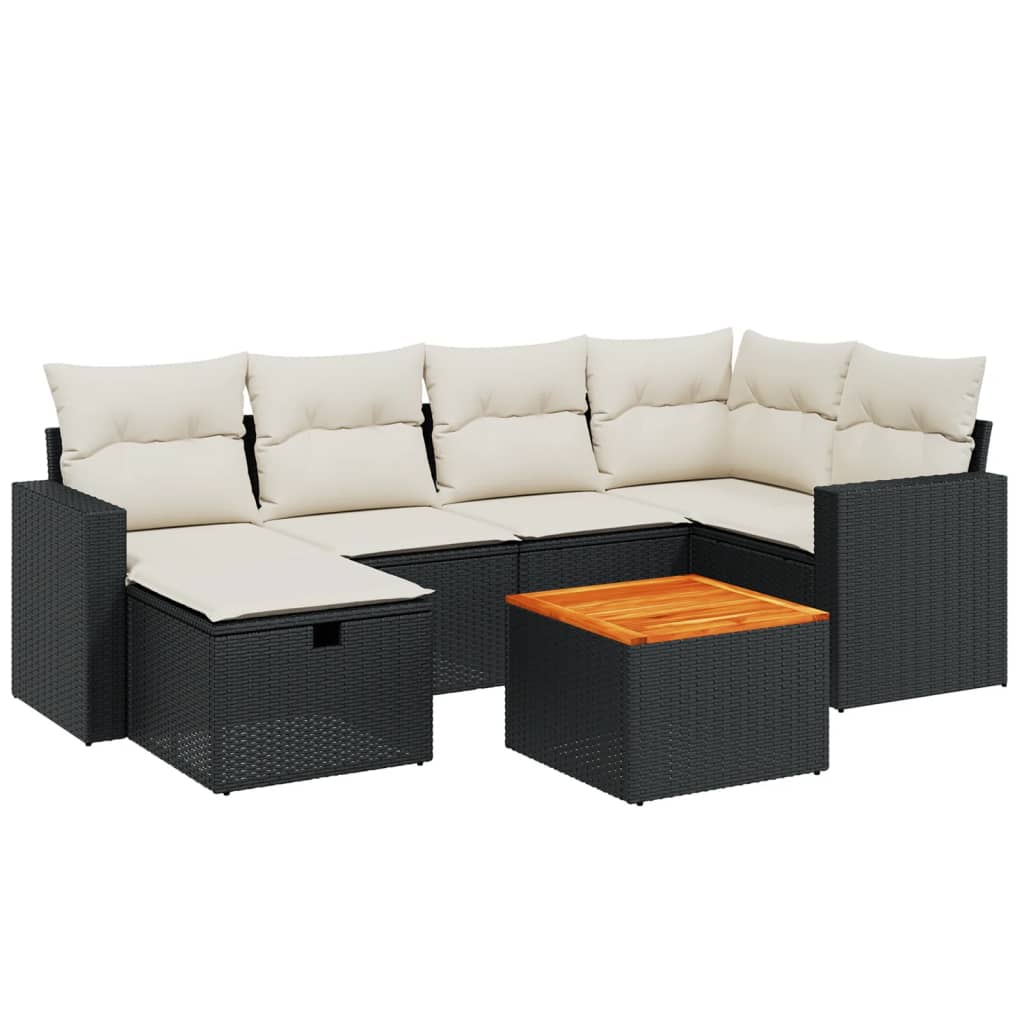 Set Divani da Giardino con Cuscini 7pz Nero Polyrattan 3264836