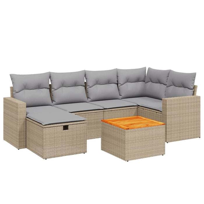 Set Divano da Giardino 7 pz con Cuscini Beige Misto Polyrattan 3264839