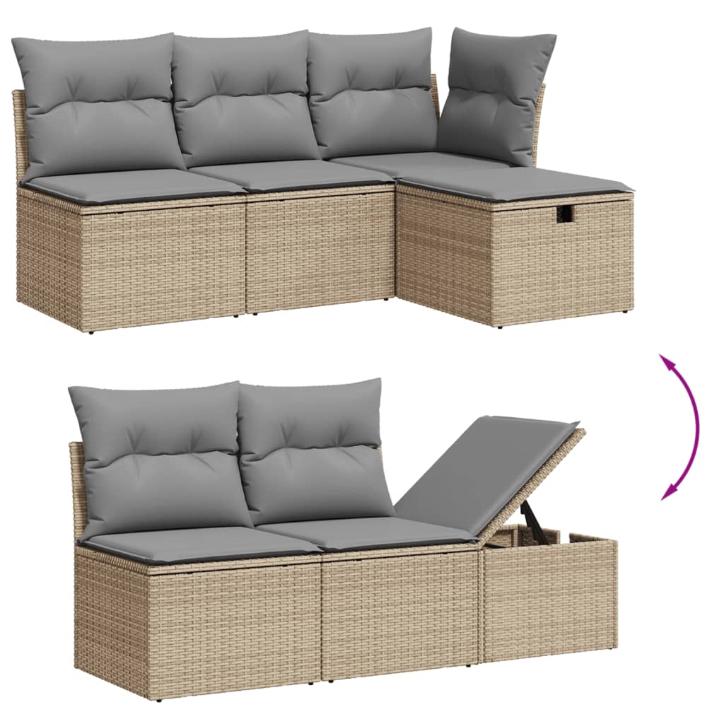 Set Divano da Giardino 7 pz con Cuscini Beige Misto Polyrattan 3264839