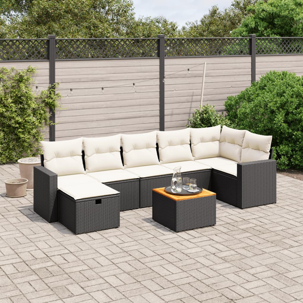 Set Divani da Giardino con Cuscini 8 pz Nero in Polyrattancod mxl 116199