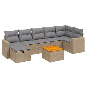 Set Divano da Giardino 8 pz con Cuscini Beige Misto Polyrattan 3264846