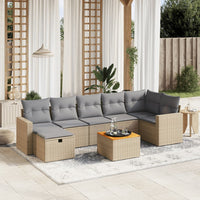 Set Divano da Giardino 8 pz con Cuscini Beige Misto Polyrattan 3264846