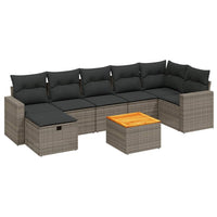 Set Divano da Giardino 8 pz con Cuscini Grigio in Polyrattan 3264847