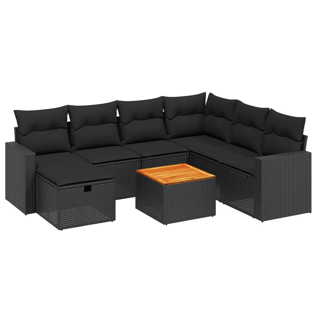 Set Divani da Giardino con Cuscini 8 pz Nero in Polyrattancod mxl 90843