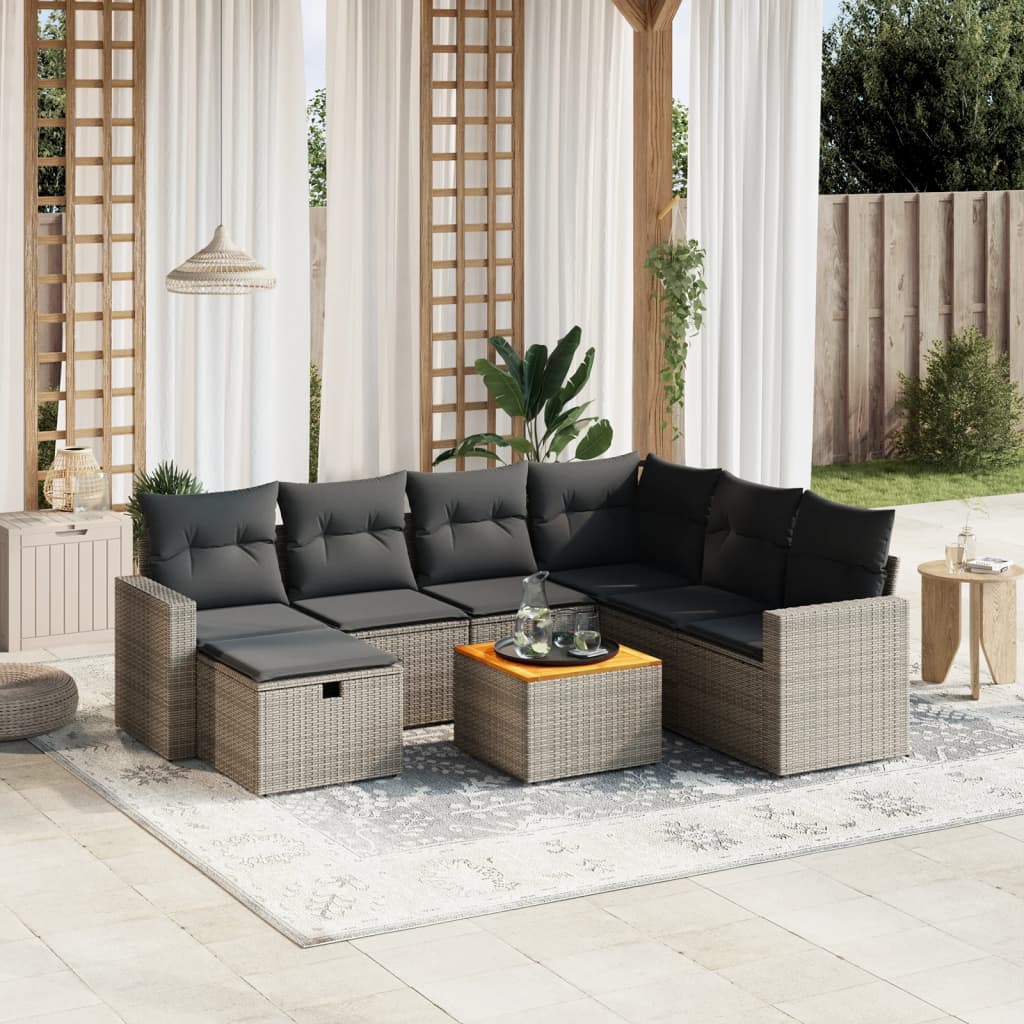 Set Divano da Giardino 8 pz con Cuscini Grigio in Polyrattancod mxl 90521