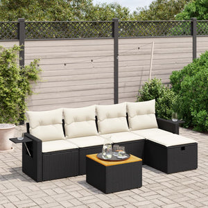 Set Divano da Giardino 6 pz con Cuscini Nero in Polyrattan 3264941