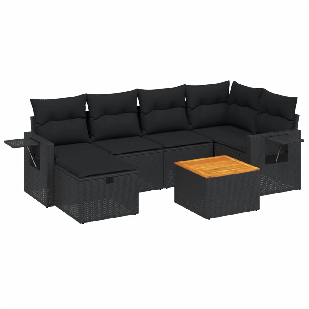 Set Divani da Giardino con Cuscini 7pz Nero Polyrattan 3264947