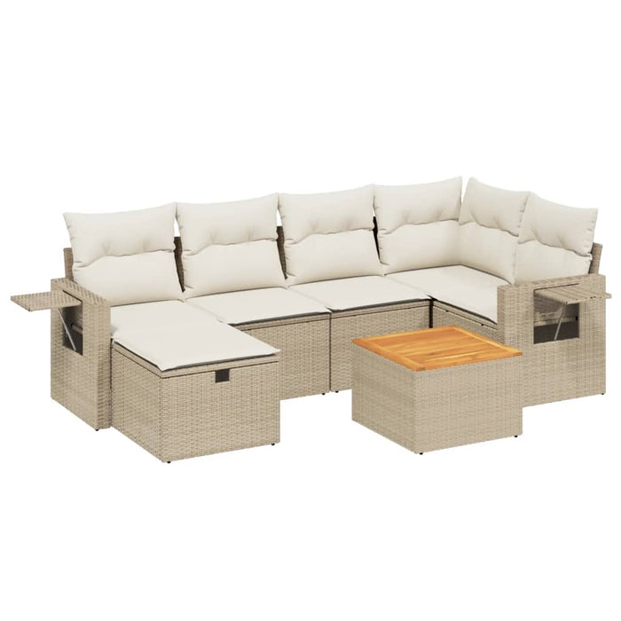 Set Divani da Giardino 7 pz con Cuscini Beige in Polyrattan 3264950