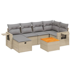 Set Divano da Giardino 7 pz con Cuscini Beige Misto Polyrattancod mxl 90855