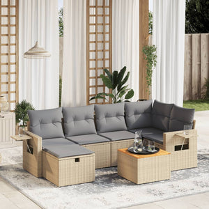 Set Divano da Giardino 7 pz con Cuscini Beige Misto Polyrattancod mxl 90855