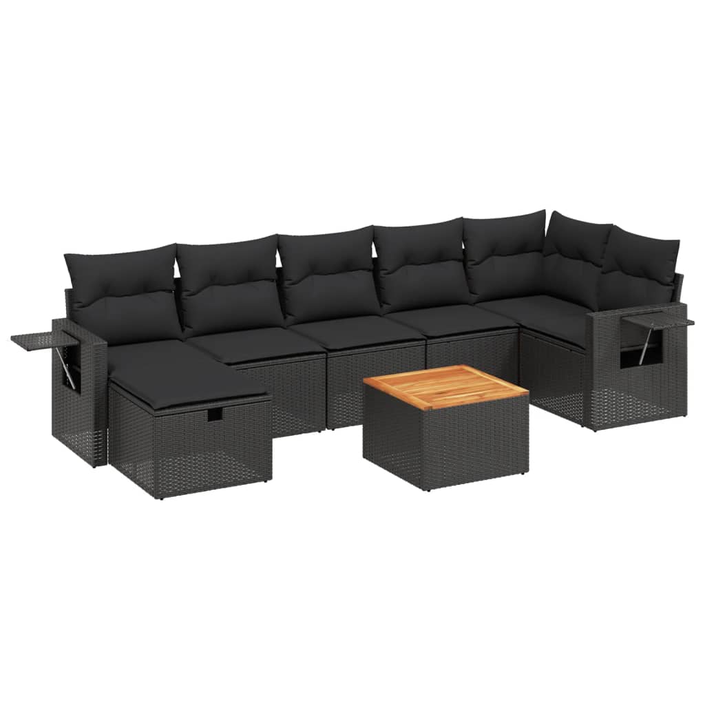 Set Divani da Giardino con Cuscini 8 pz Nero in Polyrattan 3264954