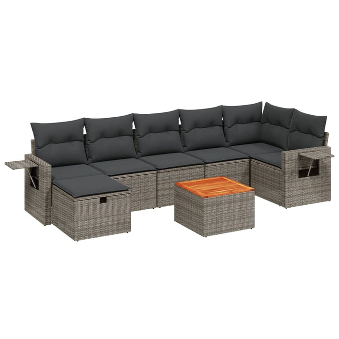 Set Divano da Giardino 8 pz con Cuscini Grigio in Polyrattan 3264959