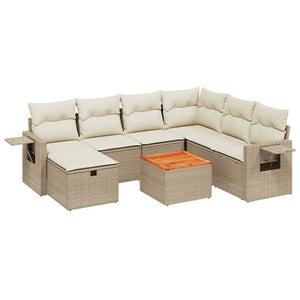 Set Divano da Giardino 8 pz con Cuscini Beige in Polyrattan 3264964