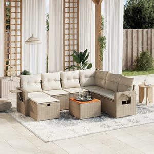 Set Divano da Giardino 8 pz con Cuscini Beige in Polyrattan 3264964