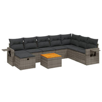 Set Divano da Giardino 9 pz con Cuscini Grigio in Polyrattancod mxl 92916