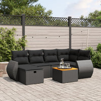 Set Divani da Giardino con Cuscini 7pz Nero Polyrattancod mxl 90846