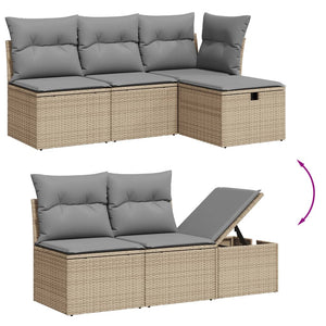 Set Divano da Giardino 7 pz con Cuscini Beige Misto Polyrattan 3265063