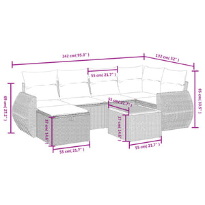 Set Divano da Giardino 7 pz con Cuscini Beige Misto Polyrattan 3265063