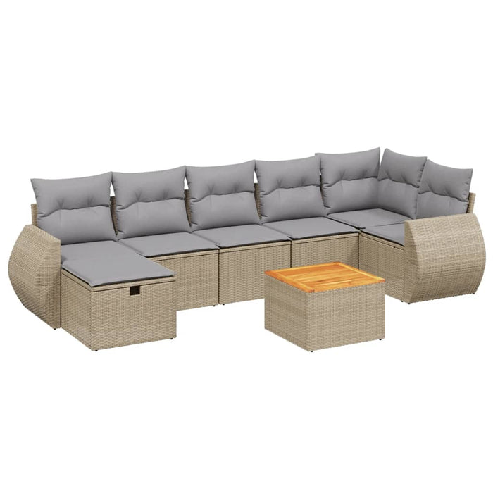 Set Divano da Giardino 8 pz con Cuscini Beige Misto Polyrattancod mxl 113901