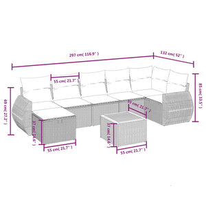 Set Divano da Giardino 8 pz con Cuscini Beige Misto Polyrattancod mxl 113901