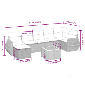 Set Divano da Giardino 8 pz con Cuscini Grigio in Polyrattancod mxl 89898