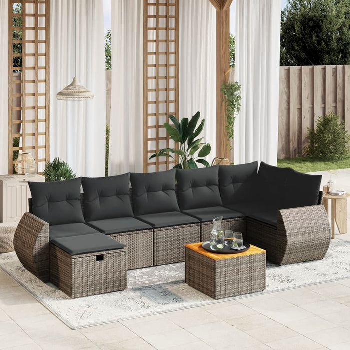 Set Divano da Giardino 8 pz con Cuscini Grigio in Polyrattancod mxl 89898