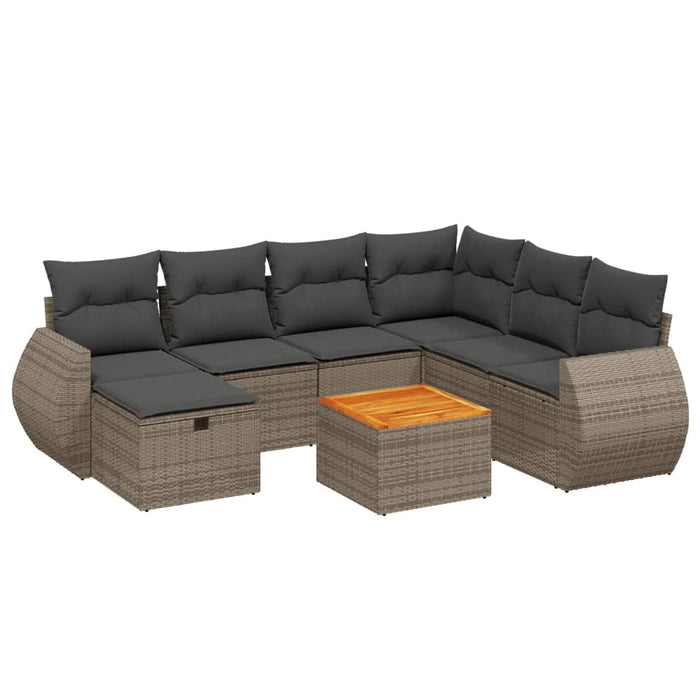 Set Divano da Giardino 8 pz con Cuscini Grigio in Polyrattancod mxl 89894