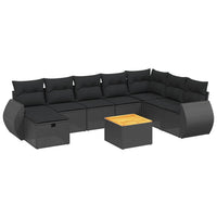 Set Divani da Giardino 9 pz con Cuscini Nero in Polyrattan 3265094