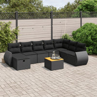 Set Divani da Giardino 9 pz con Cuscini Nero in Polyrattan 3265094