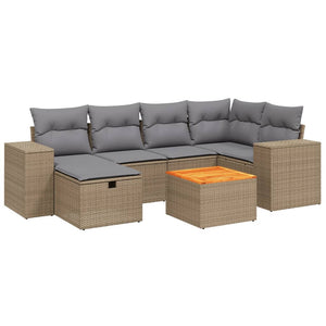 Set Divano da Giardino 7 pz con Cuscini Beige Misto Polyrattan 3265175