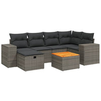 Set Divani da Giardino 7 pz con Cuscini Grigio in Polyrattan 3265176