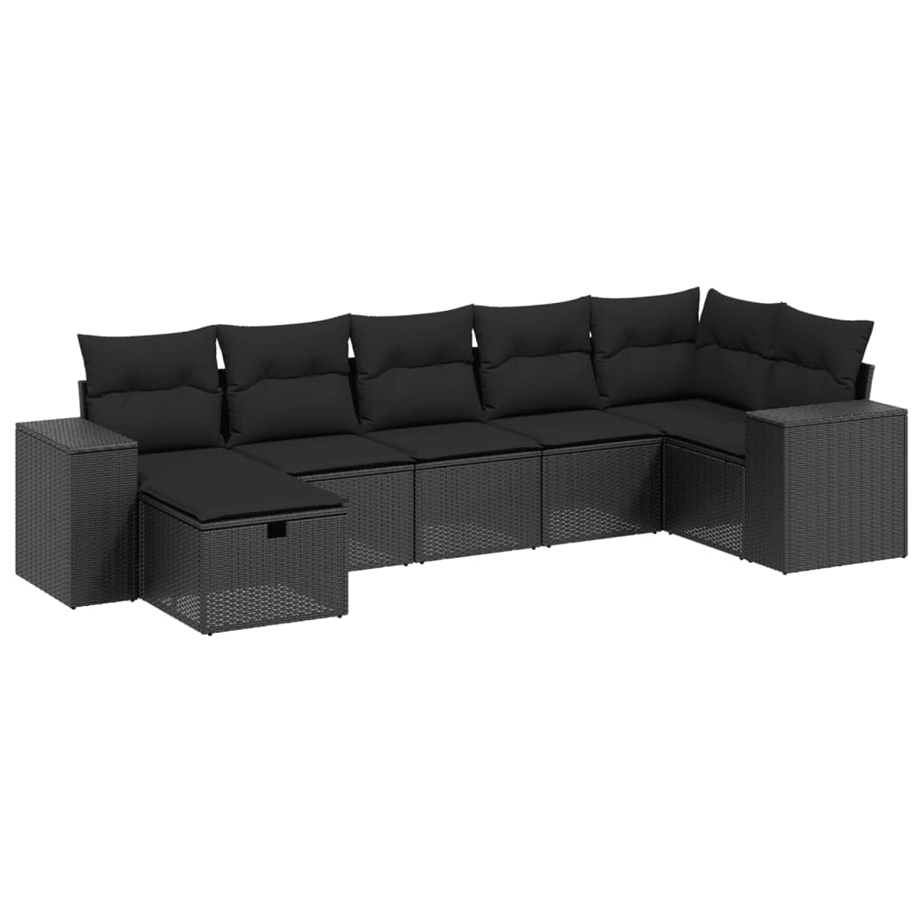 Set Divani da Giardino con Cuscini 8 pz Nero in Polyrattan 3265186