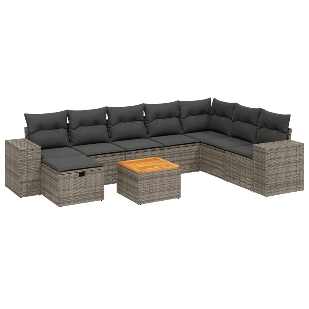 Set Divano da Giardino 9 pz con Cuscini Grigio in Polyrattancod mxl 92233