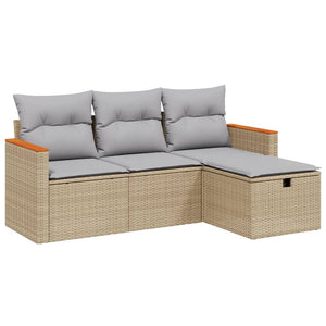 Set Divano da Giardino 4 pz con Cuscini Beige Misto Polyrattancod mxl 116684