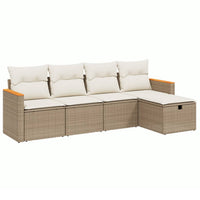 Set Divano da Giardino 5 pz con Cuscini Beige in Polyrattancod mxl 113759